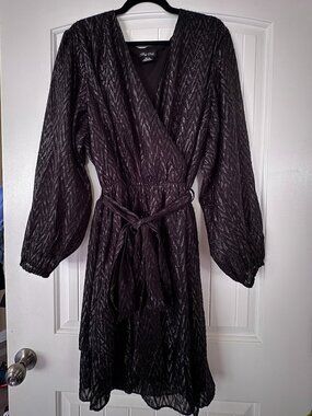 City Chic Shimmer Tie Waist Dress